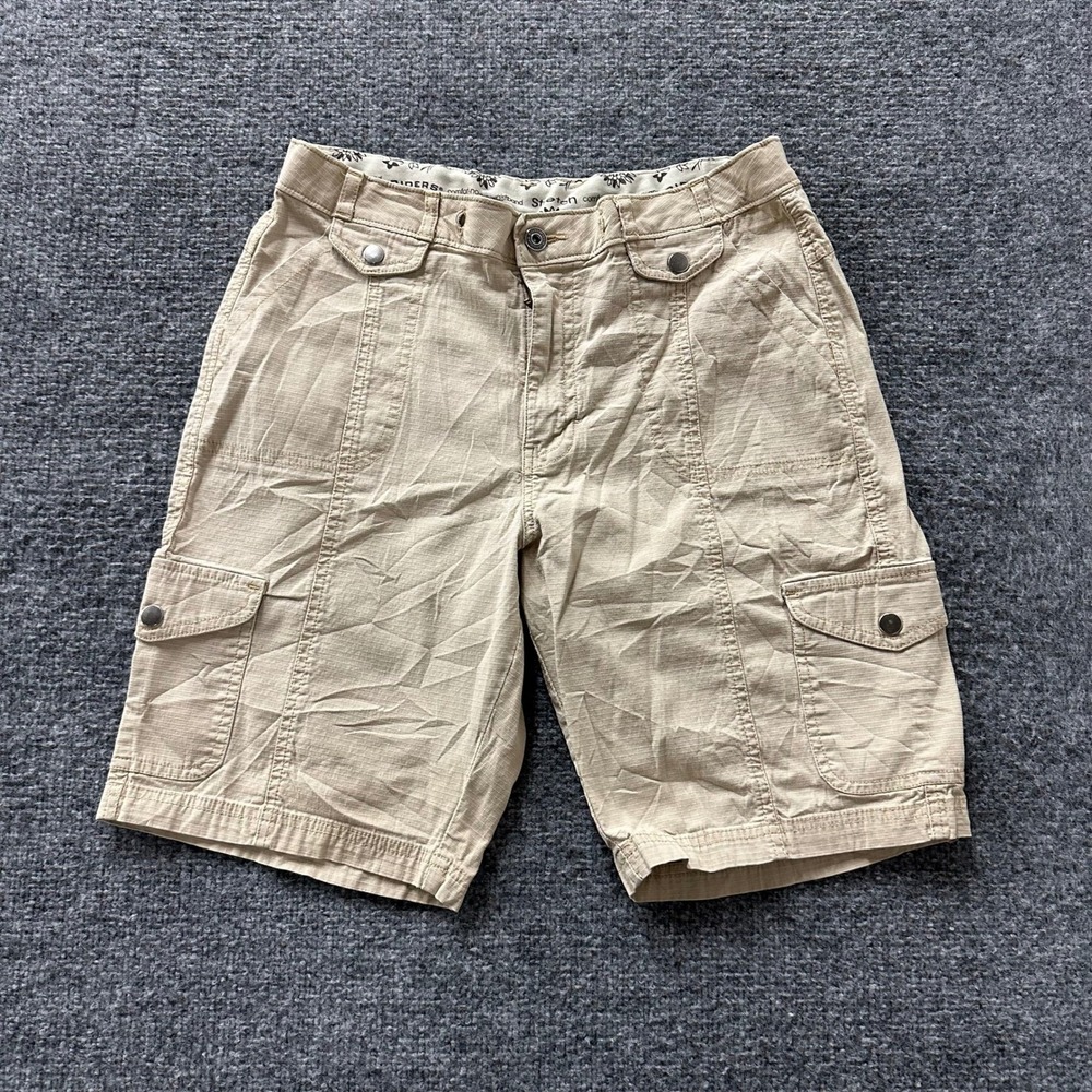 Riders Cargo Shorts Womens Size 12M Tan Ripstop Comfort No-Gap Waistband Stretch